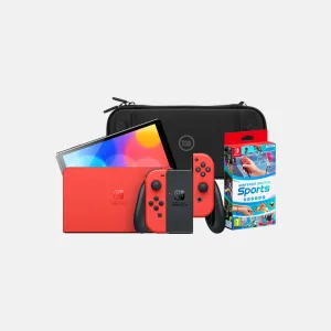 Nintendo Switch OLED Super Mario Editie + Nintendo Switch Sports + BlueBuilt Beschermhoes